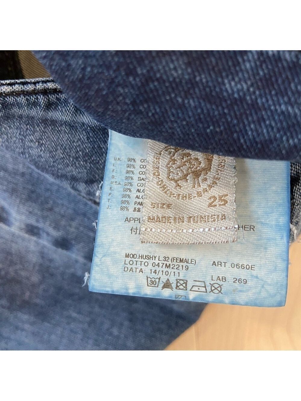 Diesel jeans Husky slim skinny low rise leather black tag blue stretch denim 25 - Picture 7 of 13
